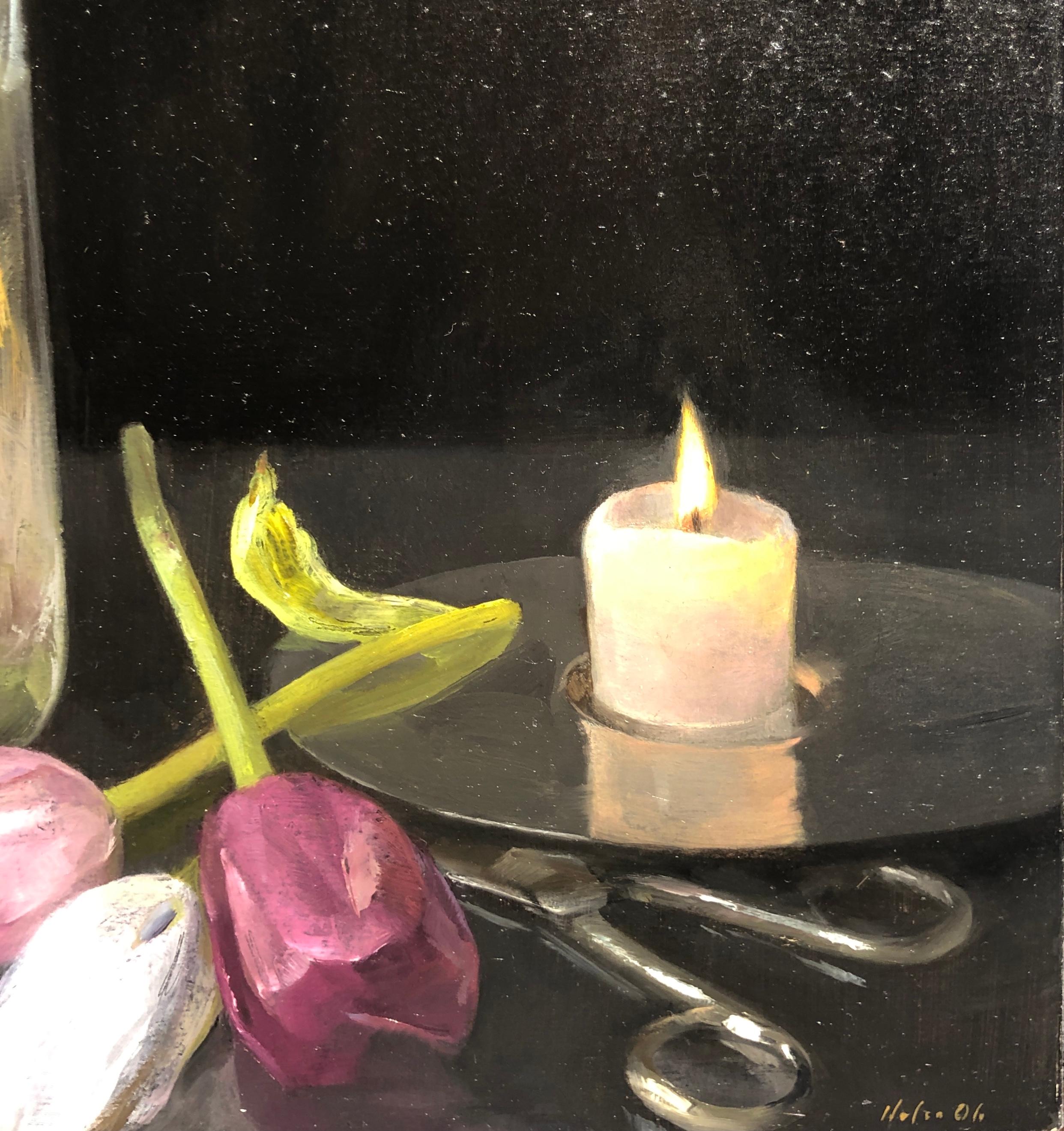 tulips in vase painting