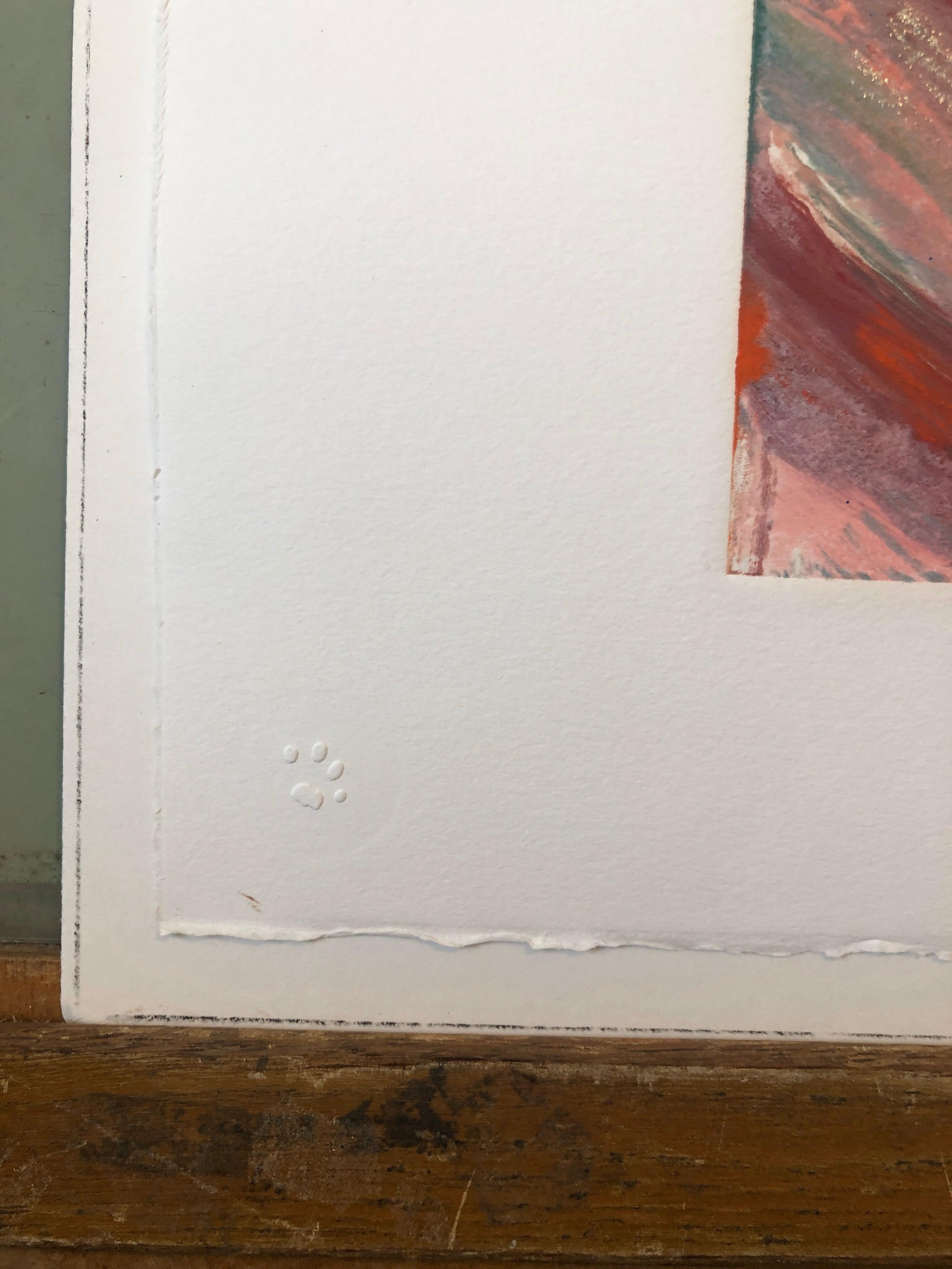 Paraguas, Monotipo con Pintura a Mano, Purpurina, Arte Asiático Americano, Mujer Artista en venta 1