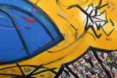 Raining Umbrellas, Pop Art Monotype by Helen Oji