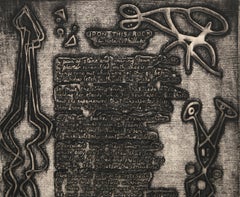 Upon This Rock, Surrealist Etching with Aquatint and Poetry by Helen Phillips