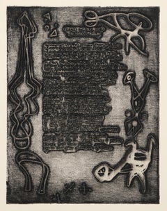 Upon This Rock, Surrealistische Radierung mit Aquatinta und Poesie von Helen Phillips