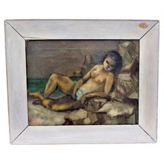 Helen Ratkai Oil on Canvas Nude Woman at Seashore, Circa 1940