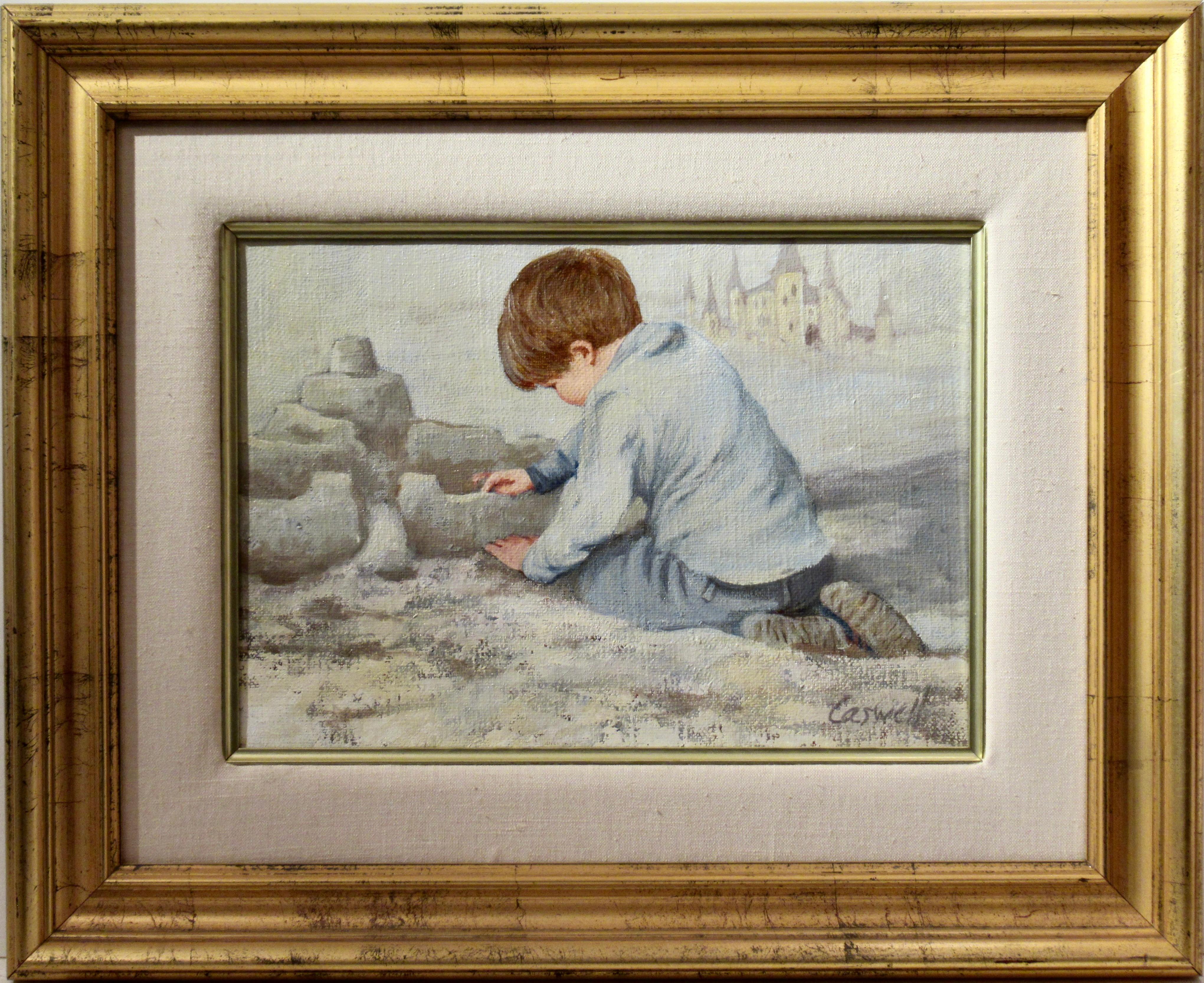 Boy building a Sand Castle - Painting by Helen Rayburn Caswell