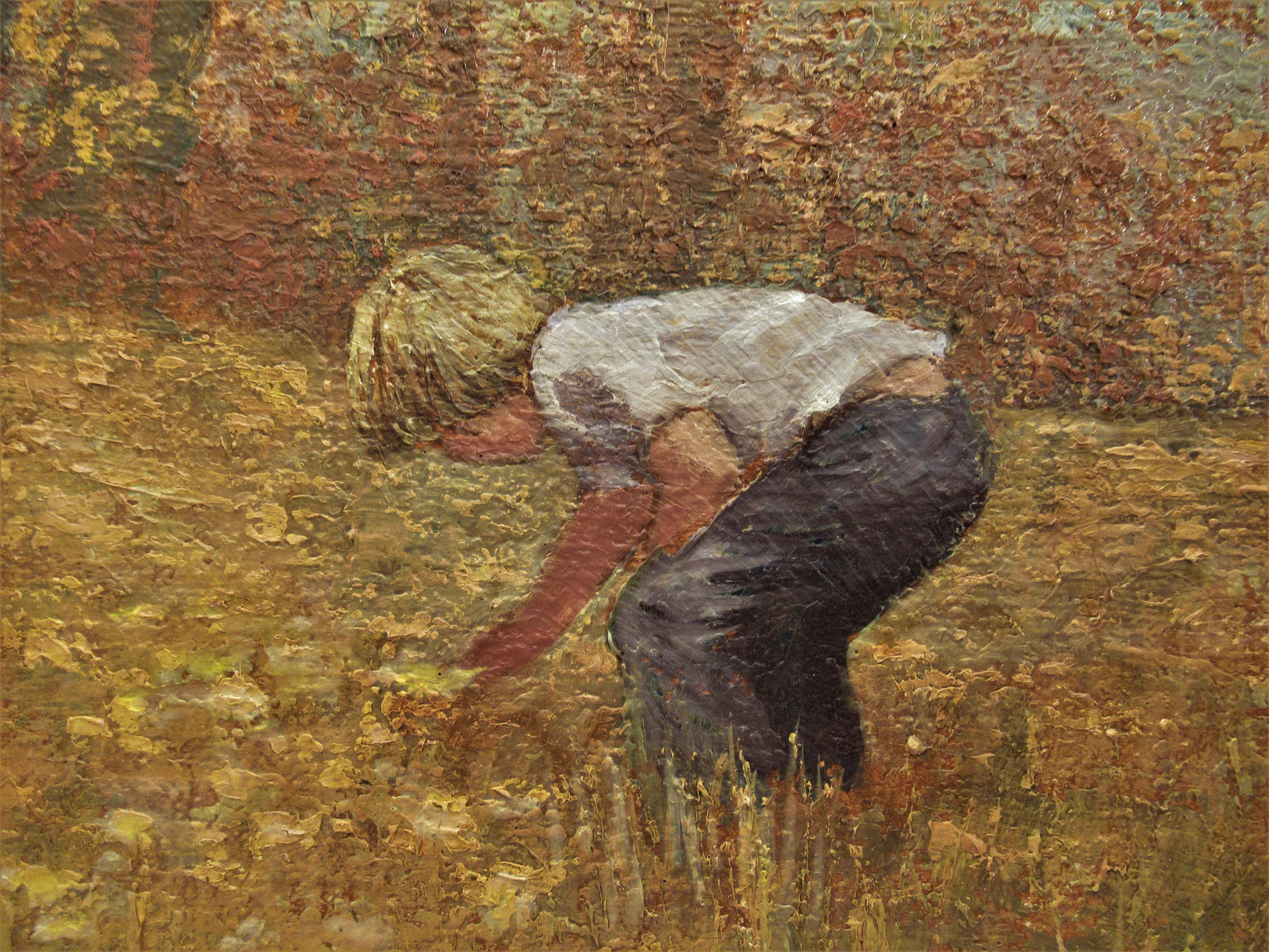 Boy Picking Flowers - Painting by Helen Rayburn Caswell