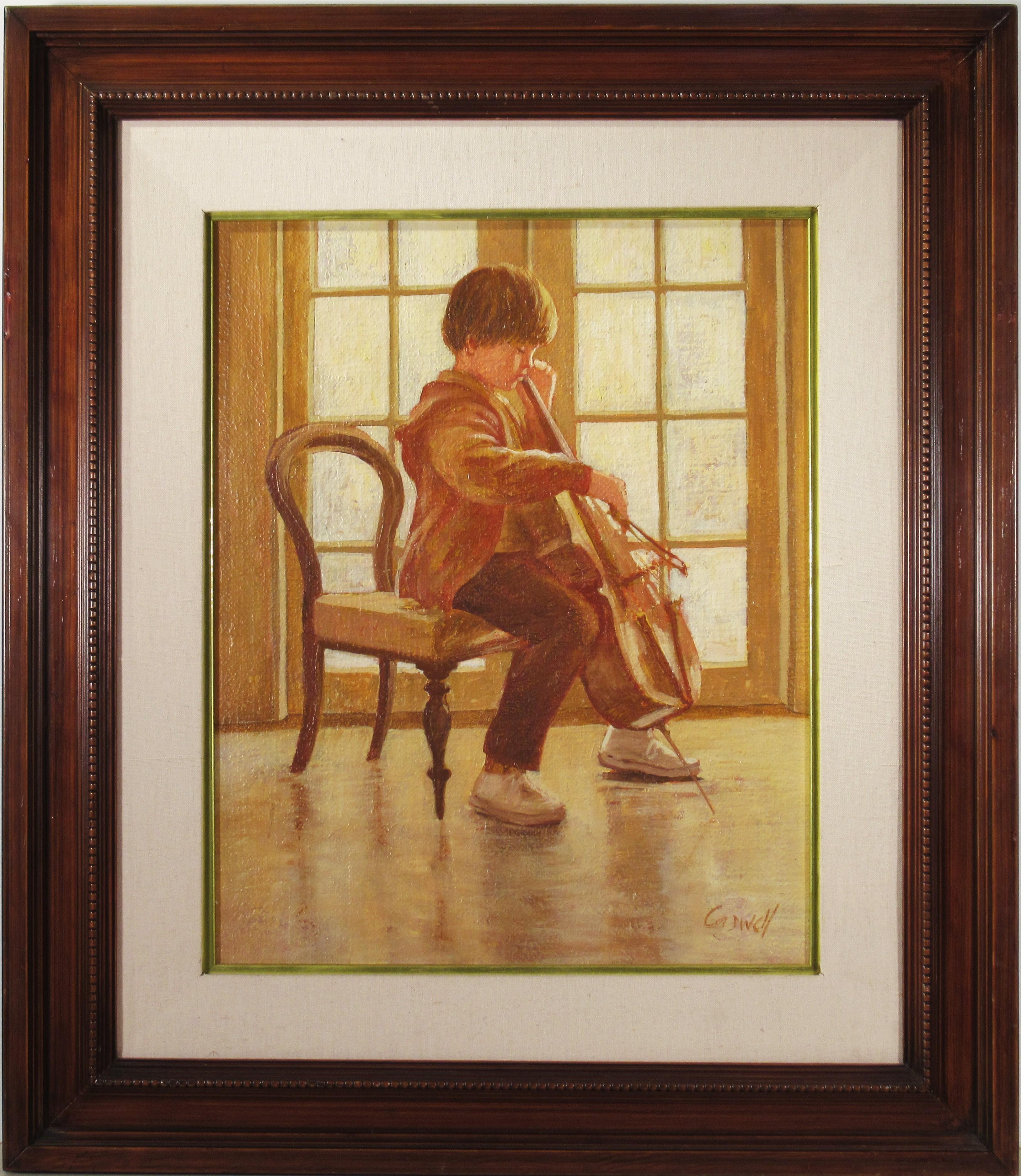 Boy Playing Cello - Painting by Helen Rayburn Caswell
