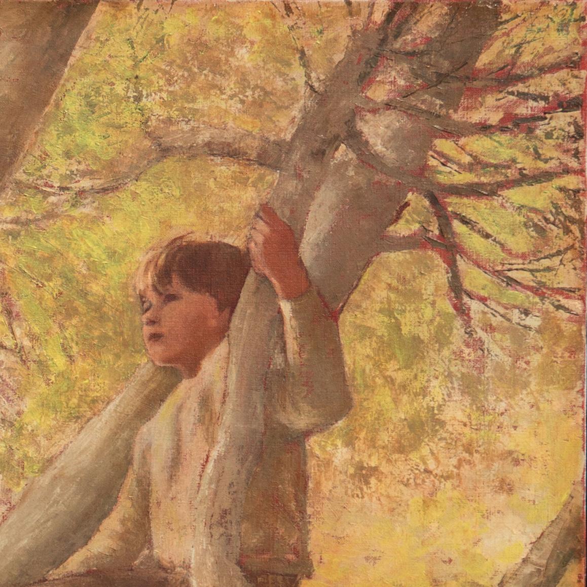 'In the Sycamore', Large Figural Oil, Carmel, California Woman Artist, Muralist  - Modern Painting by Helen Rayburn Caswell