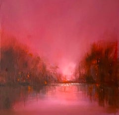 Aube, peinture originale, contemporaine, paysage