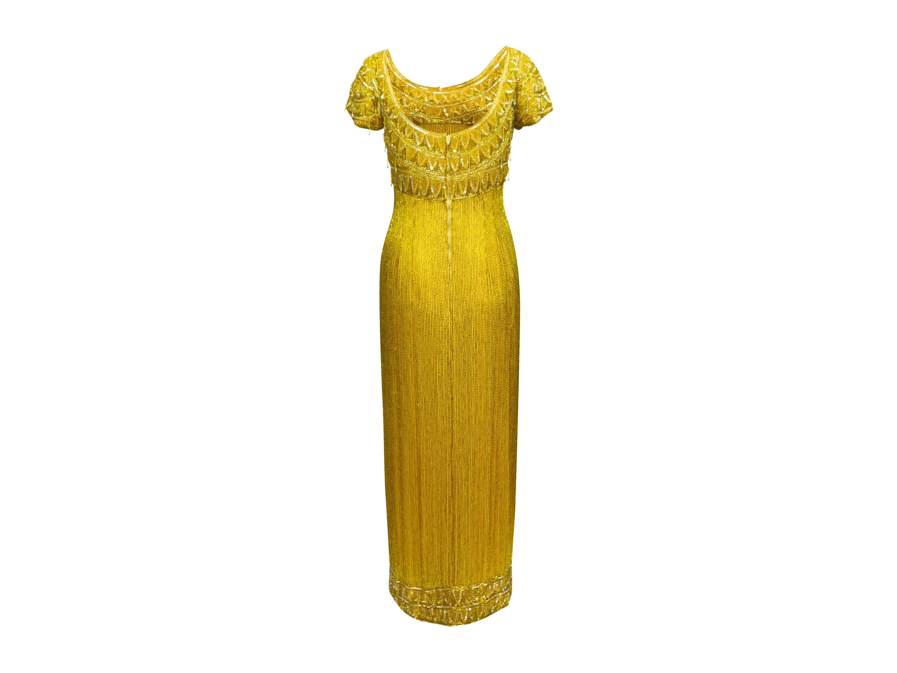Helen Rose Yellow 60s Beaded Evening Dress 2