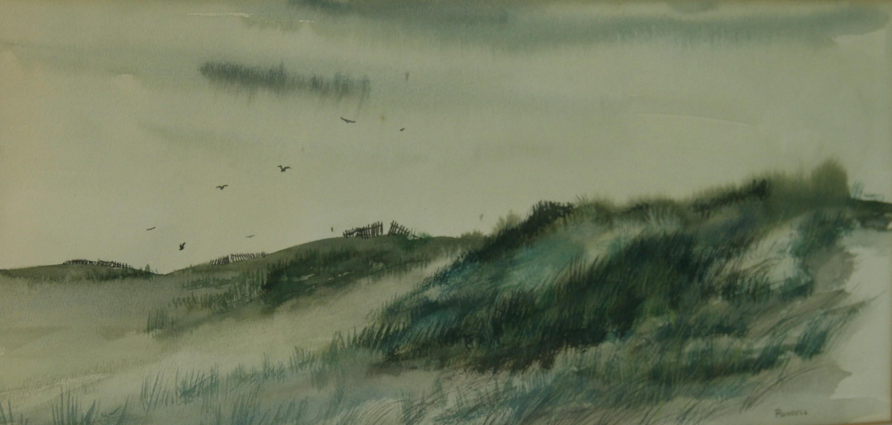 East Hanpton Sanddünen (Braun), Landscape Painting, von Helen Rundell