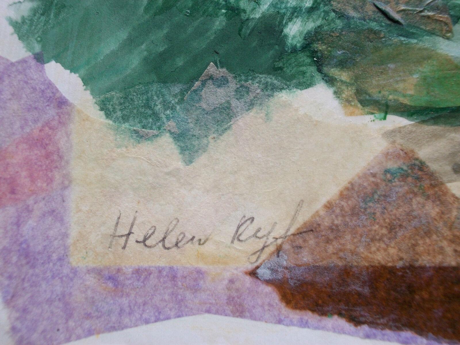 Hand-Crafted HELEN RYF, Vintage Mixed Media/Collage Landscape Painting, Canada, Circa 1990 For Sale