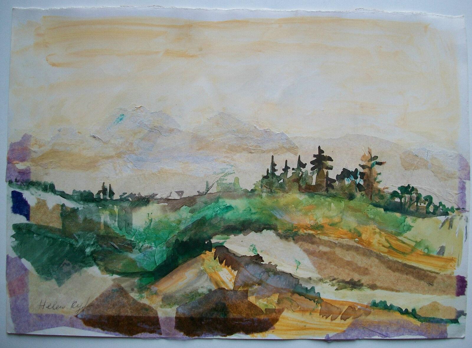 HELEN RYF, Vintage Mixed Media/Collage Landscape Painting, Canada, Circa 1990 In Good Condition For Sale In Chatham, ON