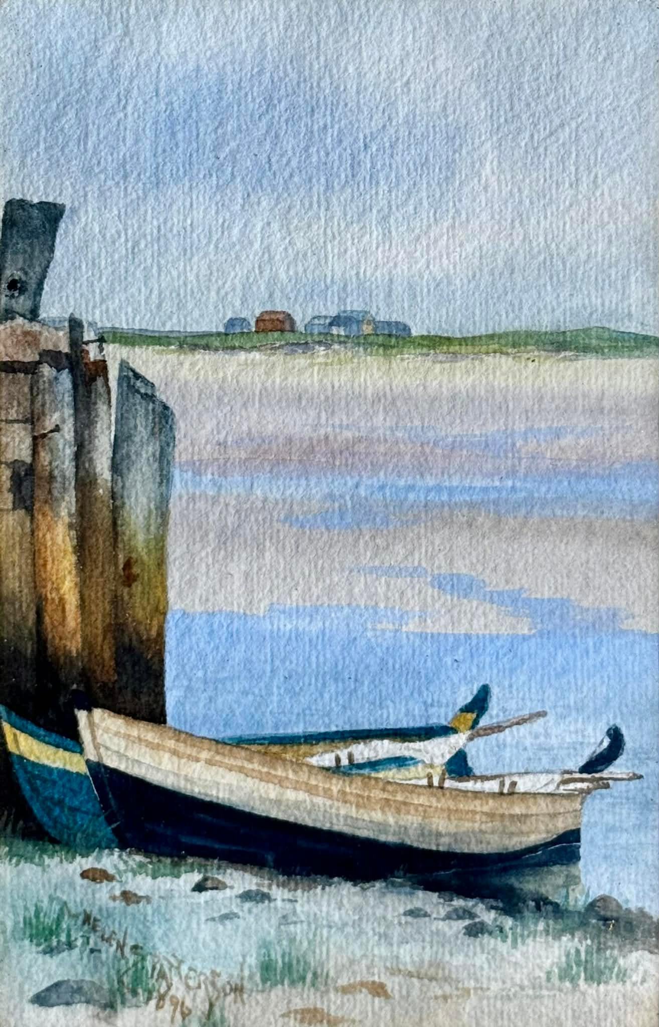 Landscape Painting di Helen S. Patterson - Dories spiaggiati