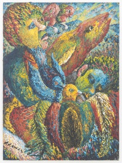 Untitled (Figural Abstraction), Acrylic and Oil on Paper Painting, 1994