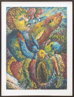 Untitled (Figural Abstraction), Acrylic and Oil on Paper Painting, 1994