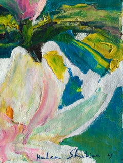 Magnolia on Teal Green
