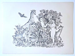 Paradise, Garden of Eden, Lithograph on paper, Signed, titled #36/100, Unframed