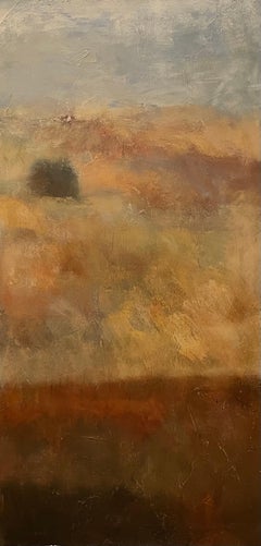 "Amber Horizon" Mixed Media Expressionist Landscape by Helen Steele