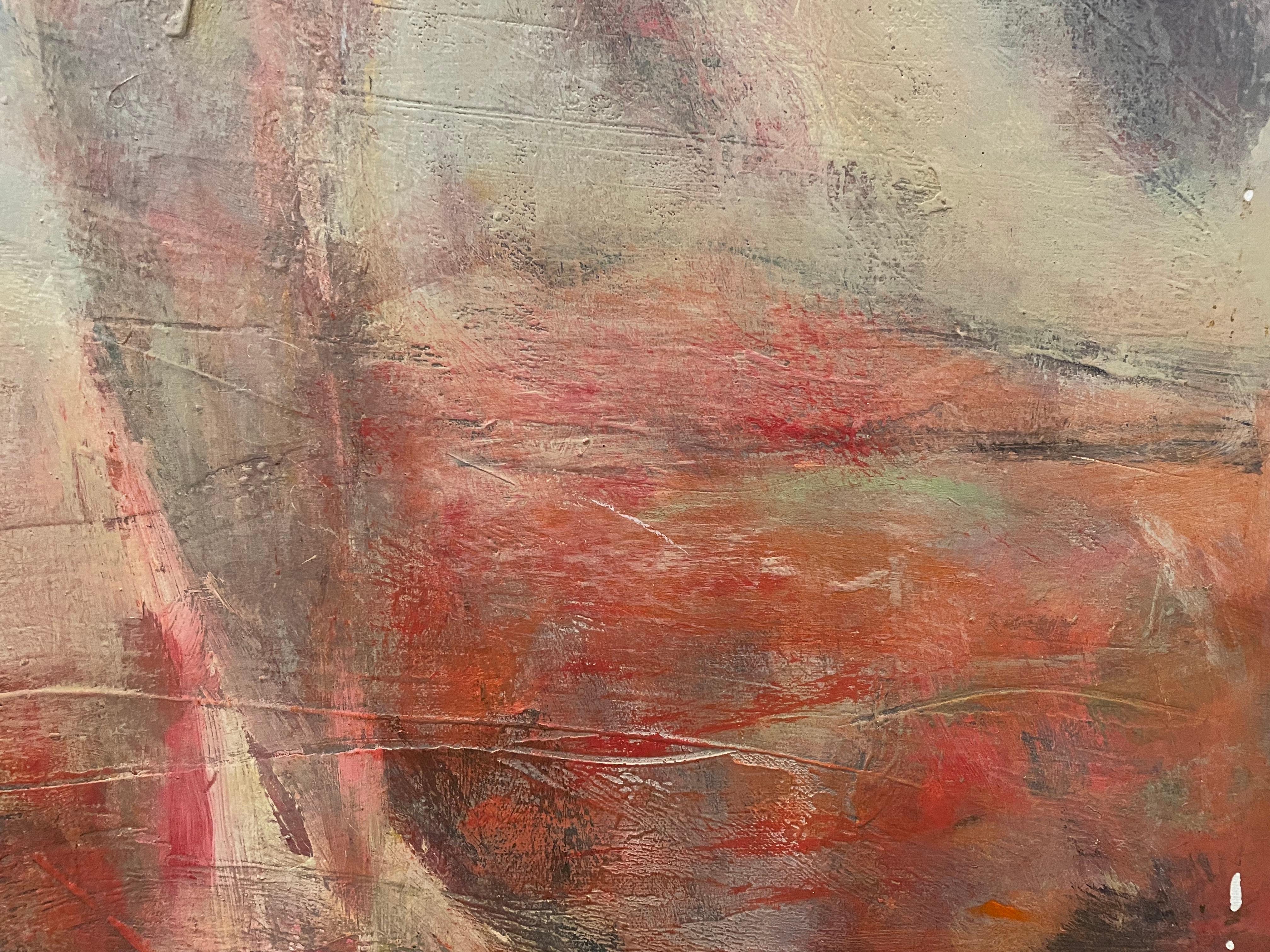 'In Passing' di Helen Steele - Arte figurativa astratta moderna rossa e ocra in vendita 2