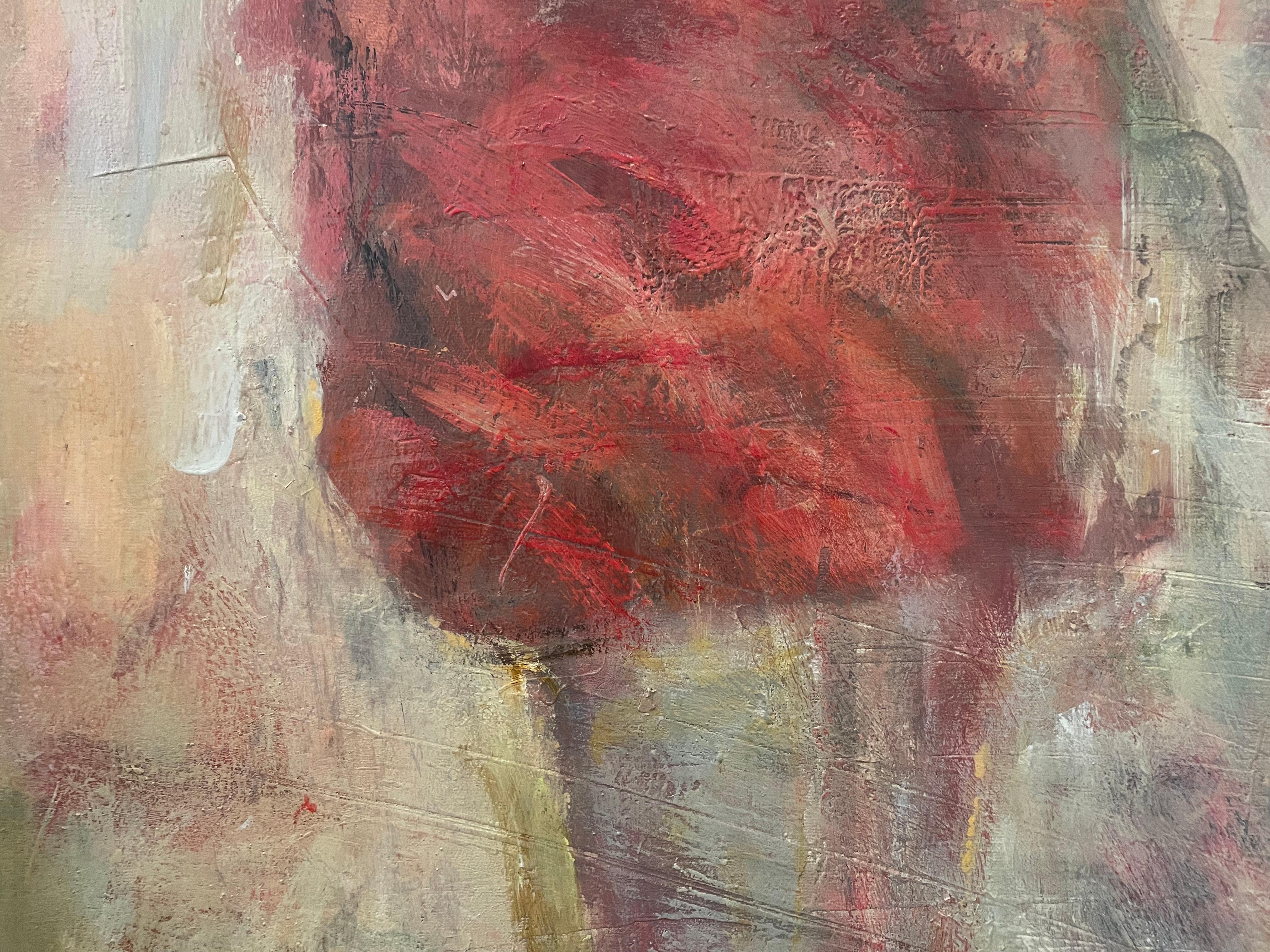 'In Passing' di Helen Steele - Arte figurativa astratta moderna rossa e ocra in vendita 3