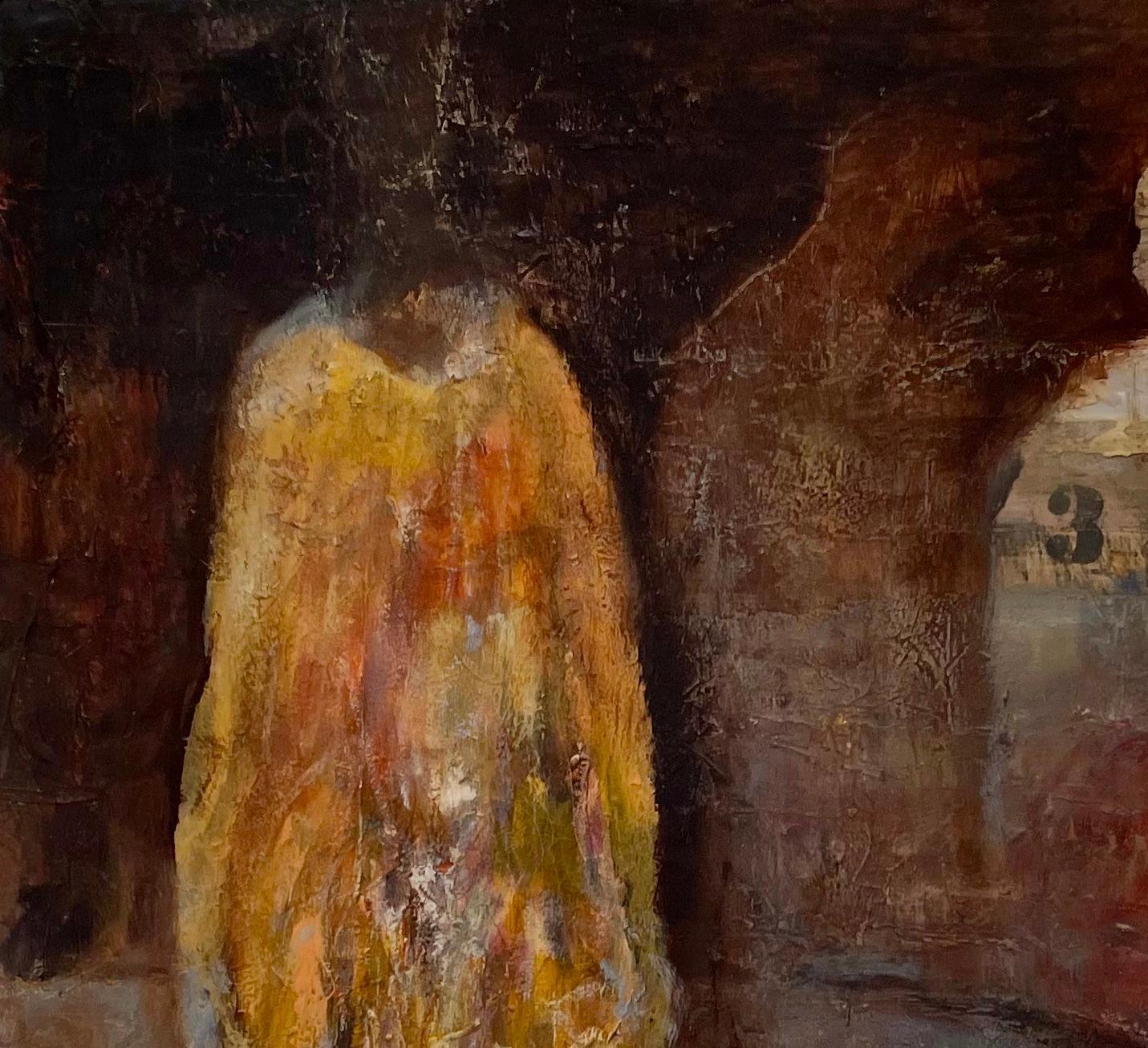 'Lost' di Helen Steele - Pittura figurativa moderna con tonalità ocra e terra in vendita 2