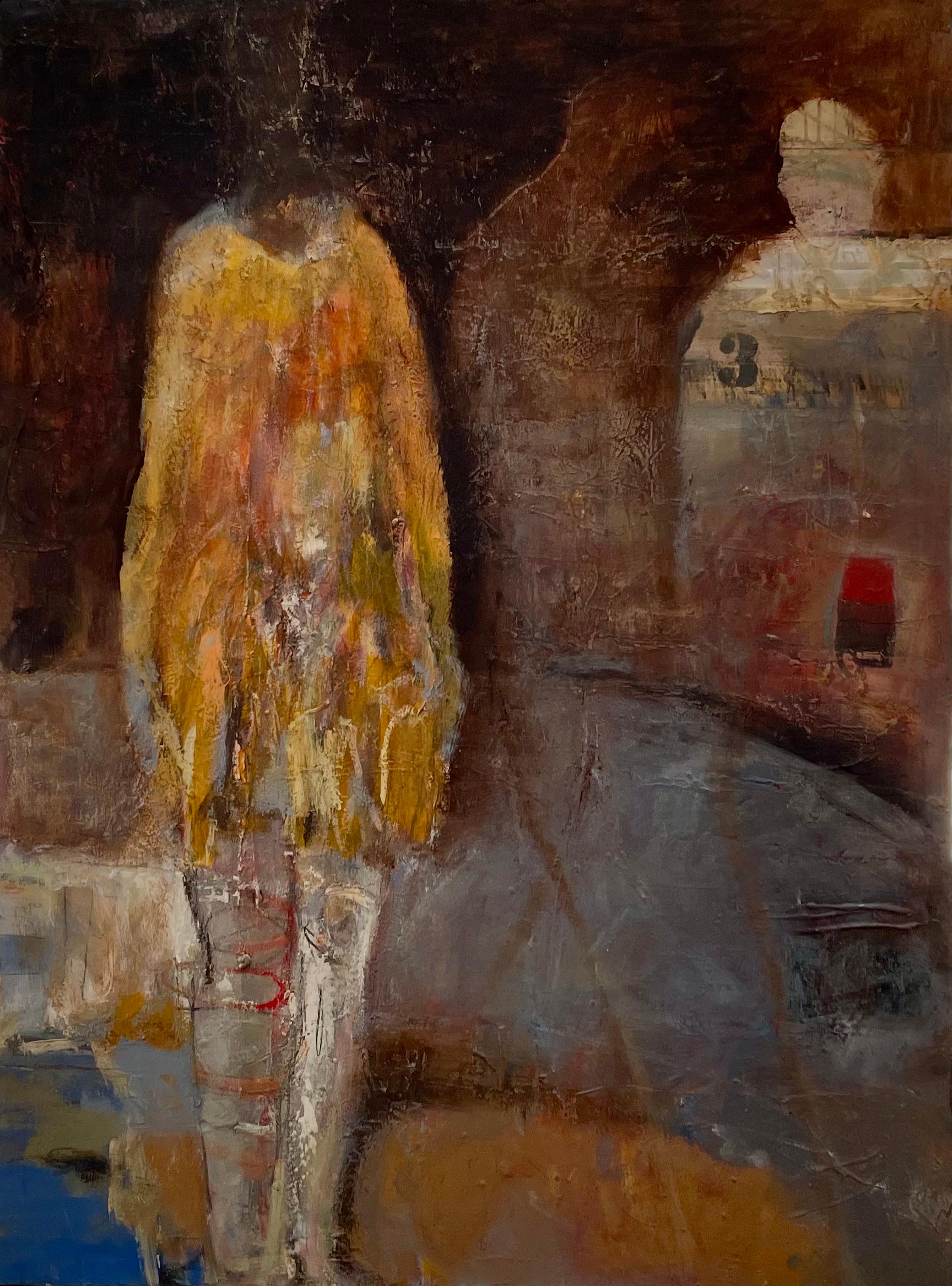 Figurative Painting Helen Steele - "Lost" Mixed Media Contemporary Figurative Abstract Expressionist 