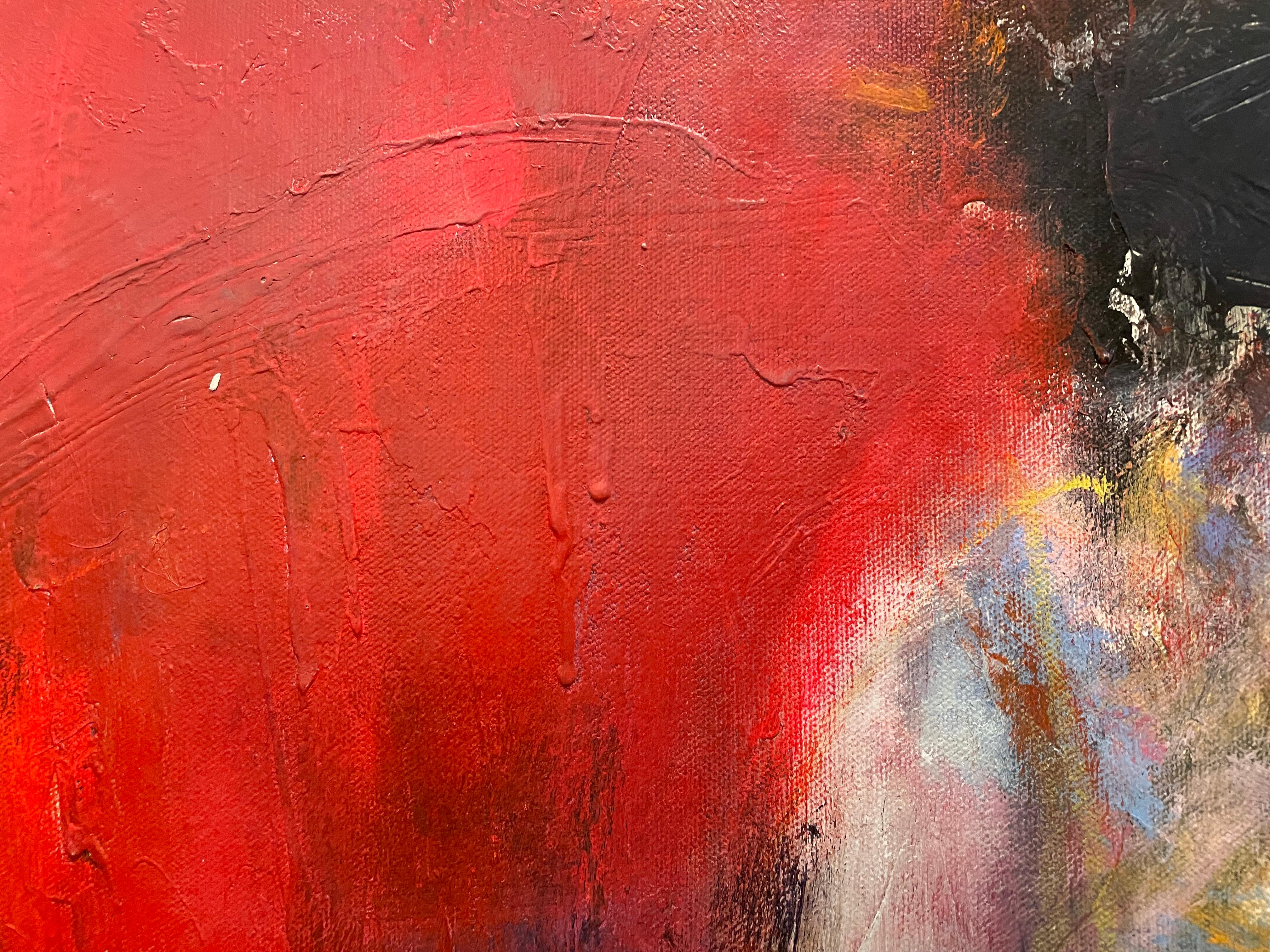 'Riflesso' di Helen Steele - Vivace pittura astratta figurativa in rosso 3