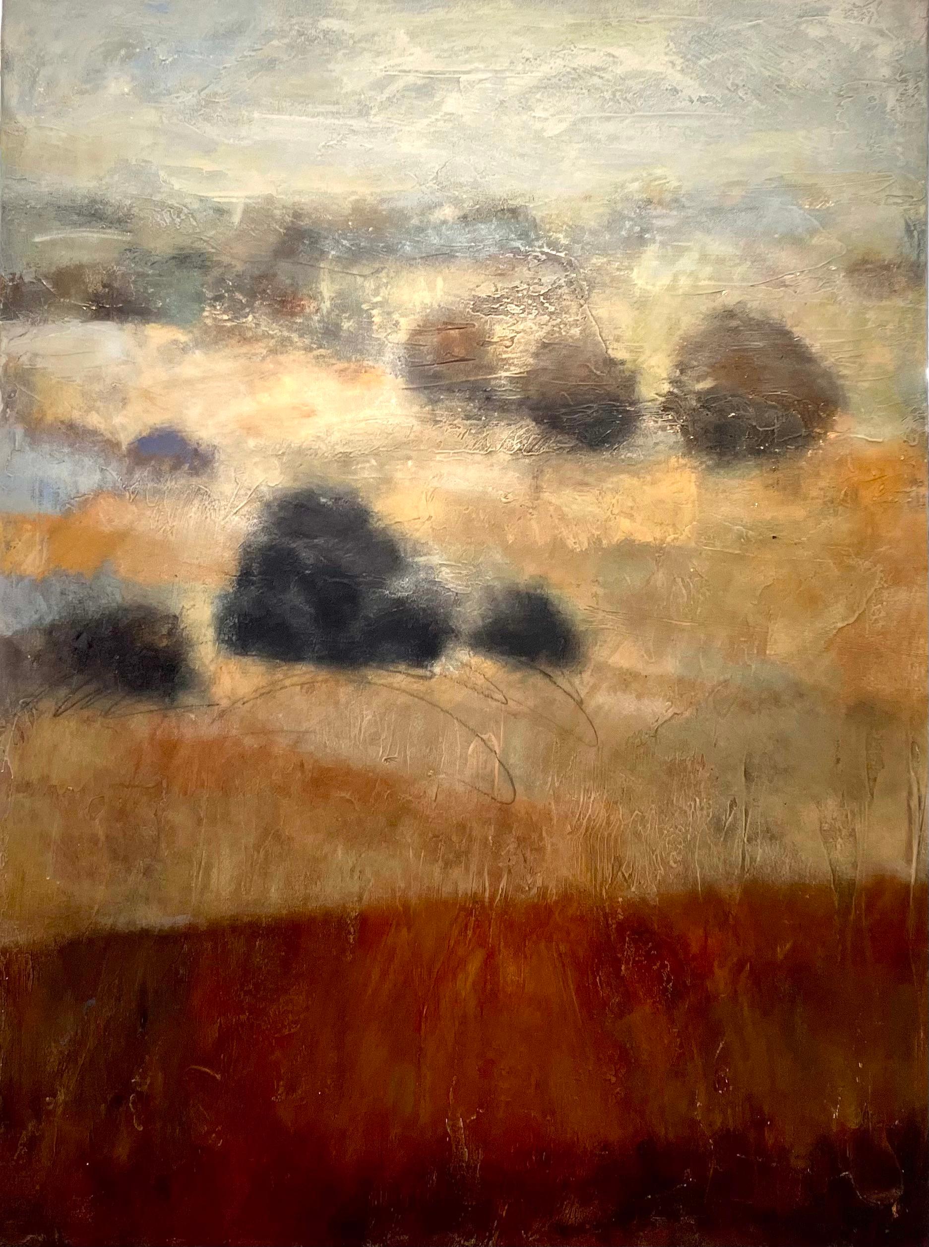 Helen Steele Abstract Painting - "Serene Plains" Mixed Media Contemporary Landscape Abstract Expressionist