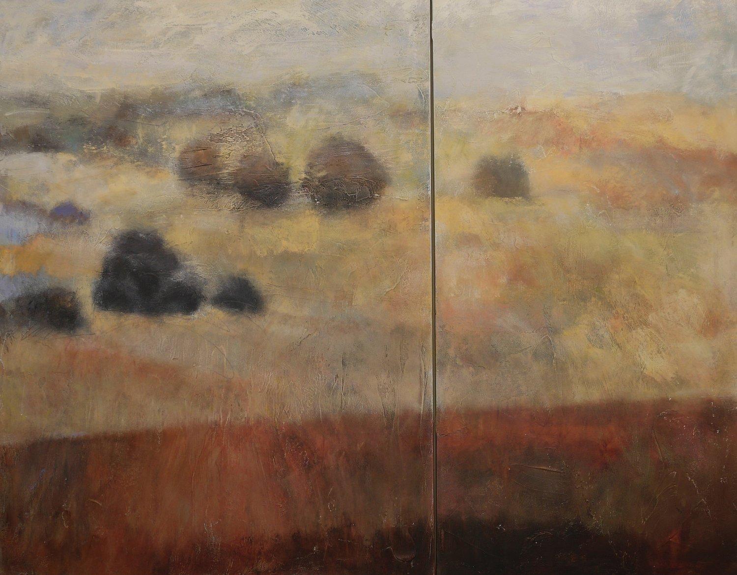 'Un sentimento interiore' di Helen Steele - Grande dittico di paesaggio post-impressionista