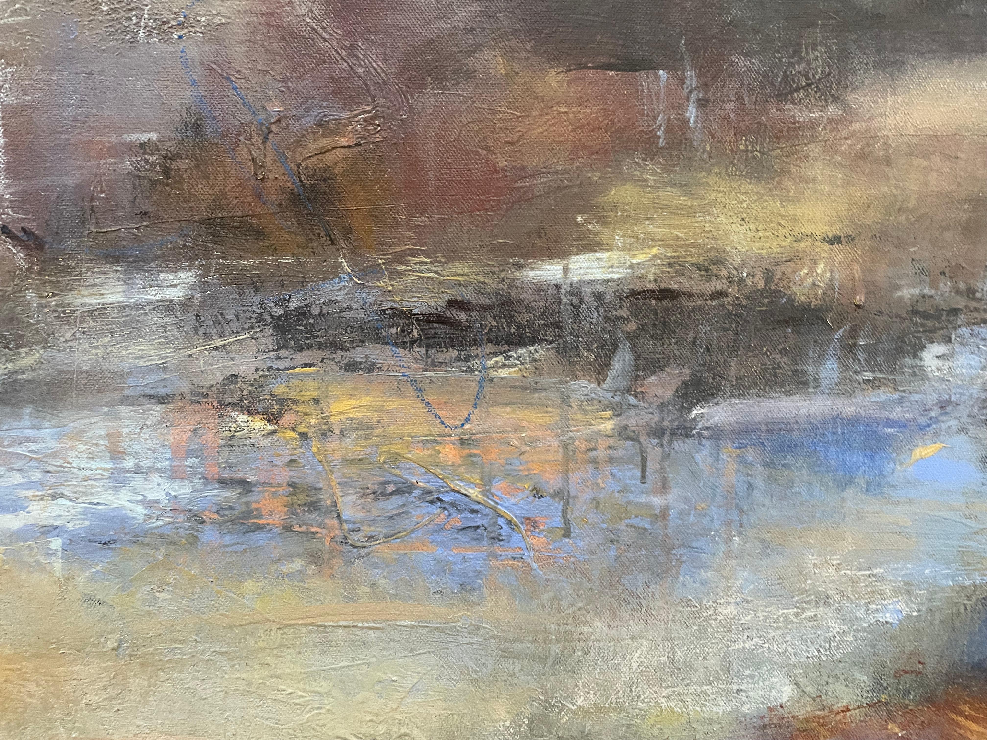 Mixed Media-Landschaft „Der kleine See“ Abstrakter Expressionismus von Helen Steele im Angebot 3