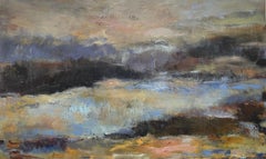 "The Little Lake" Mixed Media Landscape Abstract Expressionist by Helen Steele