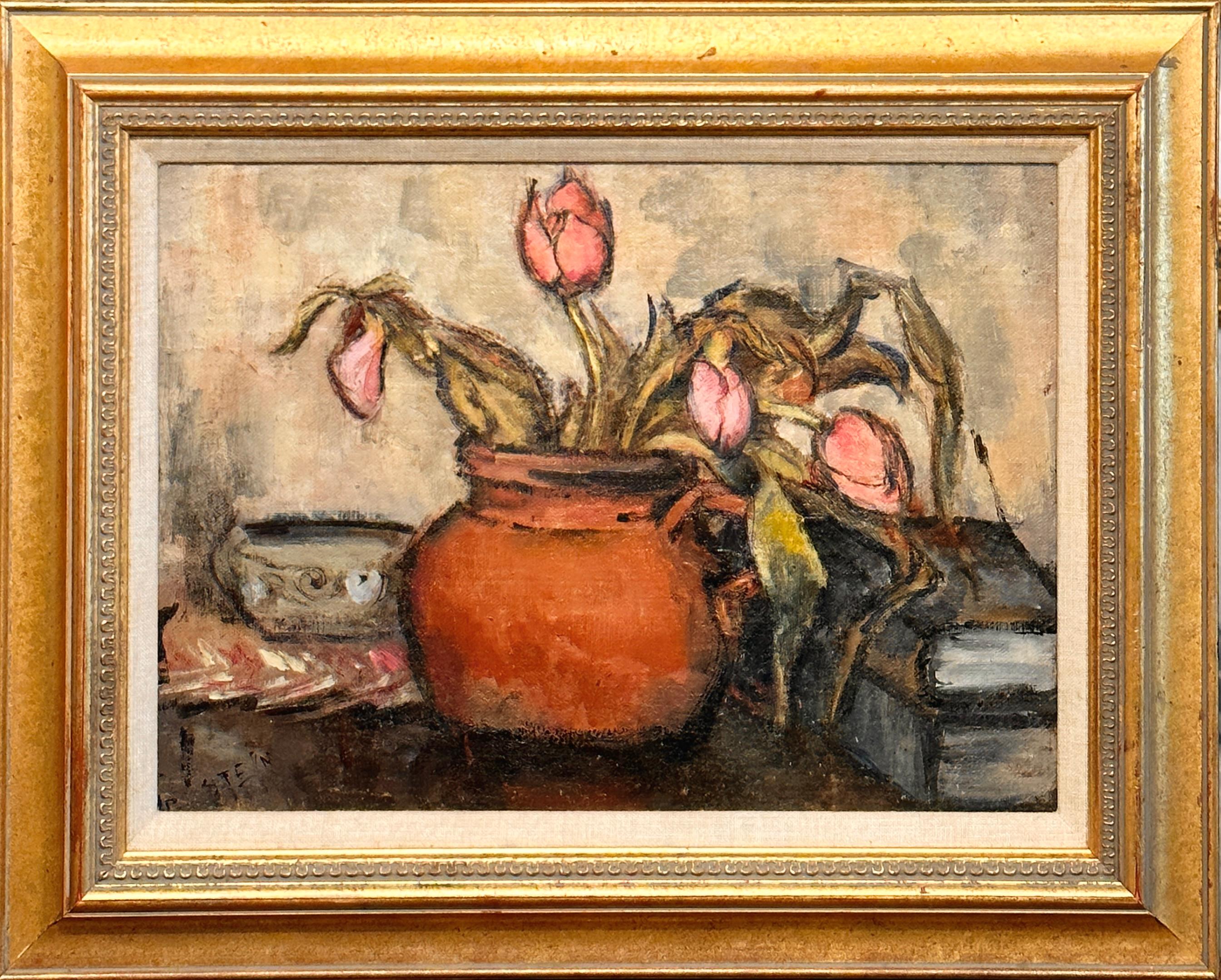 Floral Still Life, by mid-century modern master artist - Painting by Helen Stein