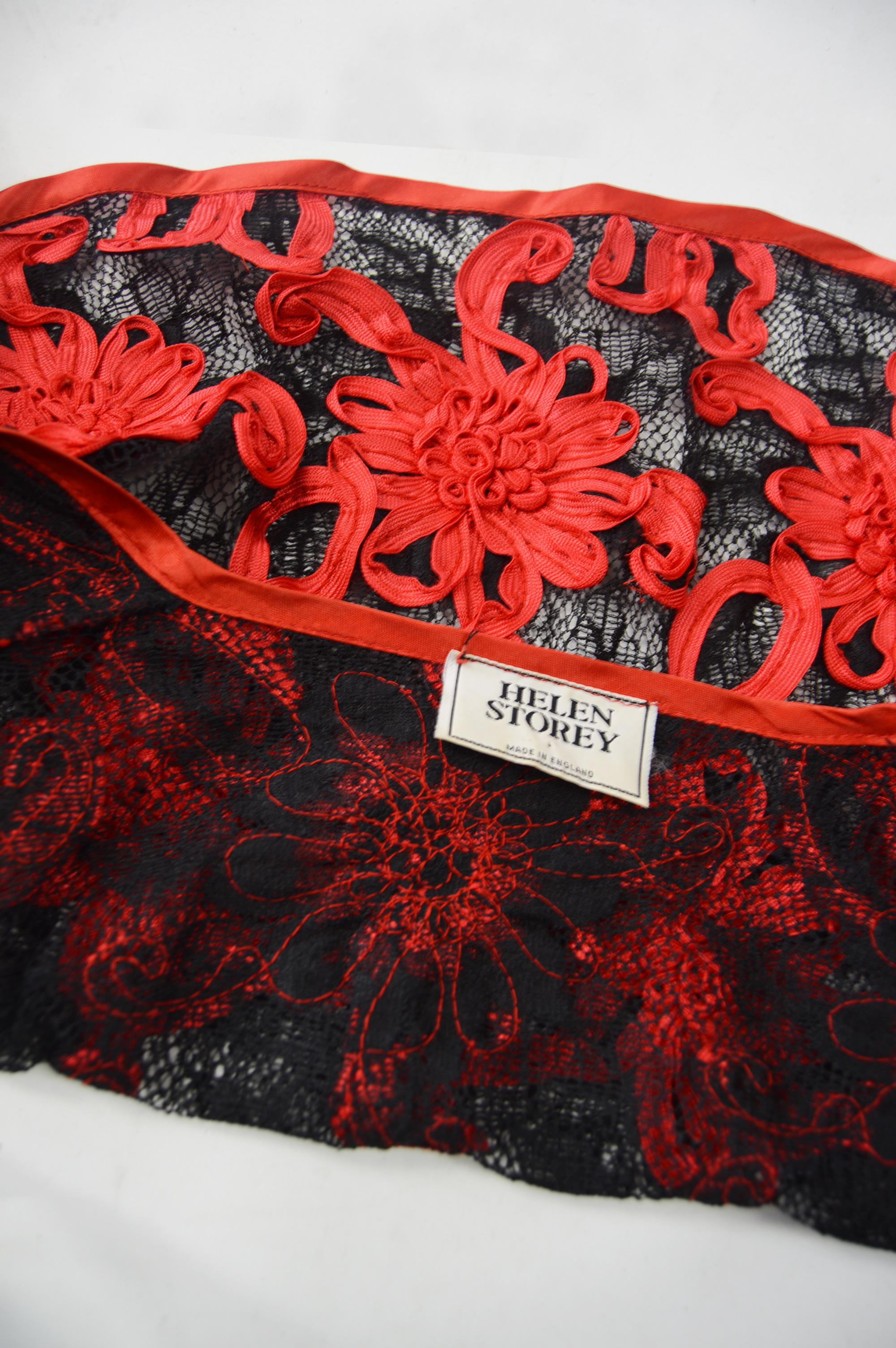 Helen Storey Vintage Red & Black Lace Bolero Jacket 1980s 1