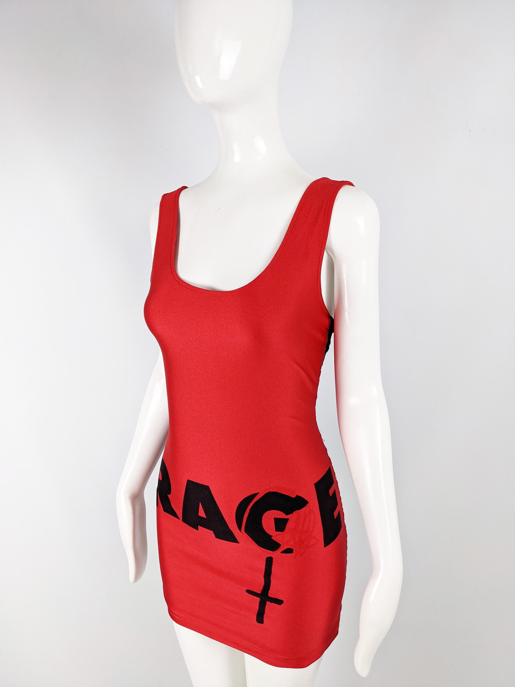 Women's Helen Storey Vintage Red & Black Mini Bodycon Party Dress For Sale