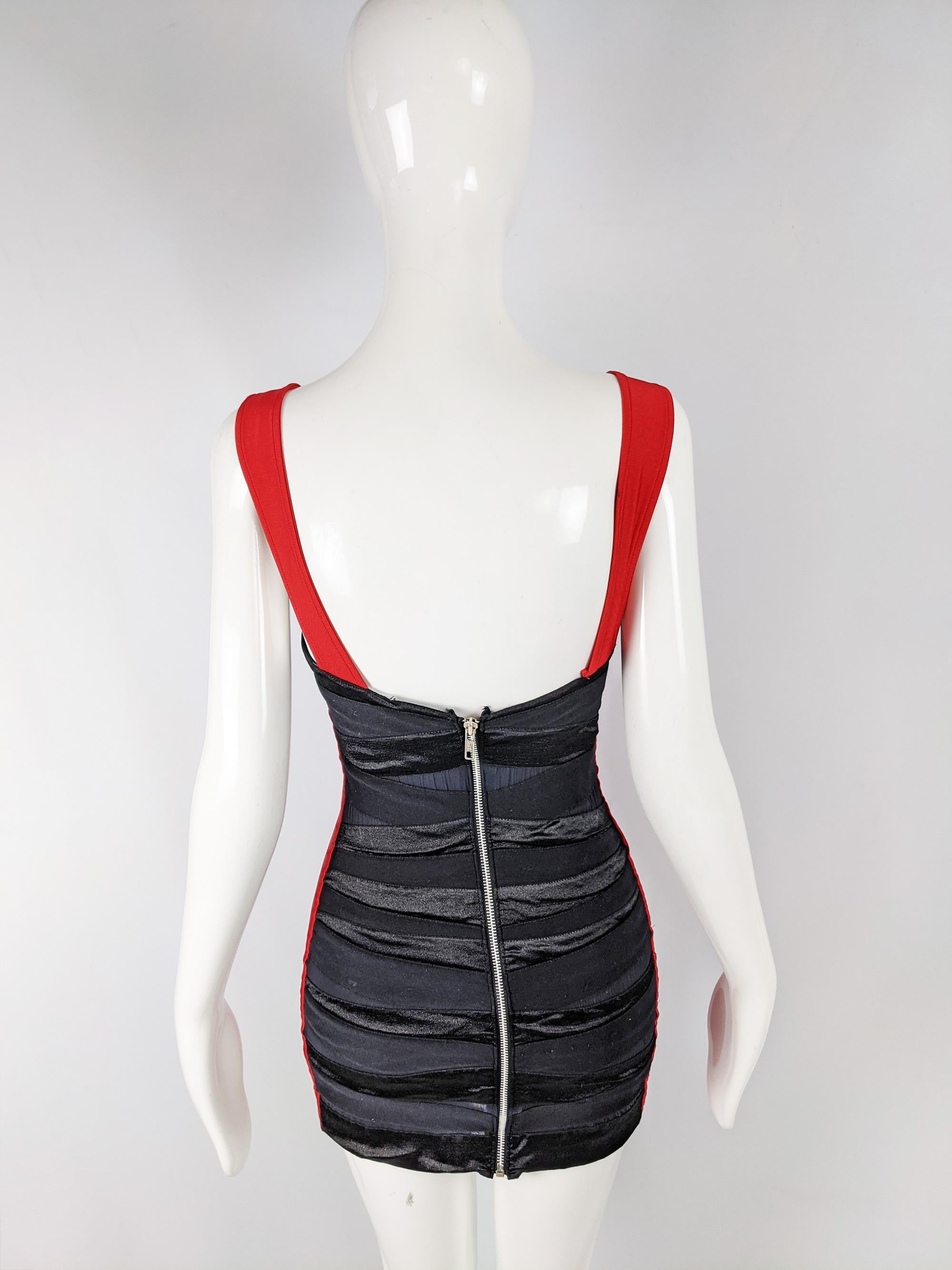 Helen Storey Vintage Red & Black Mini Bodycon Party Dress For Sale 1