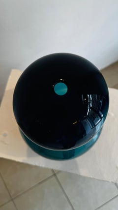 Mar de Mármol: Escultura de Vidrio, Cobalto y Turquesa, Diseño Contemporáneo