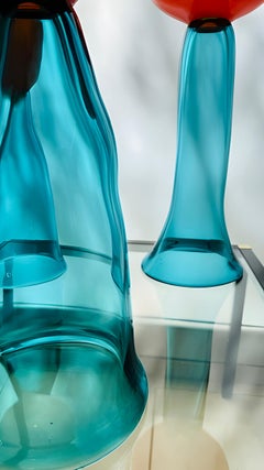 Tres Hongos - Palma: Conjunto escultórico abstracto contemporáneo de vidrio, 55x25cm c/u