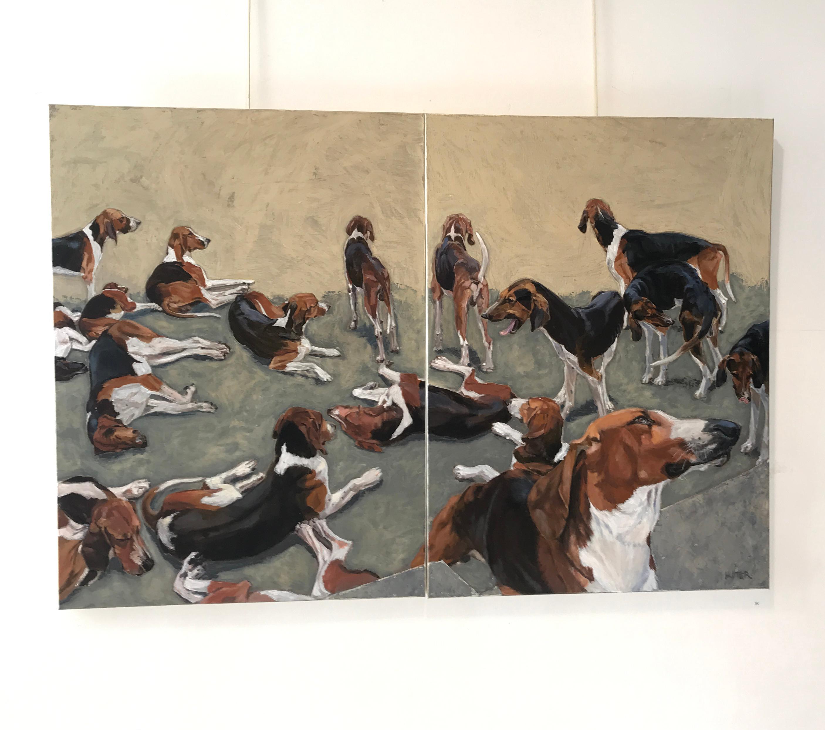 French Contemporary Art by Helen Uter - Cheverny's Dogs For Sale 14