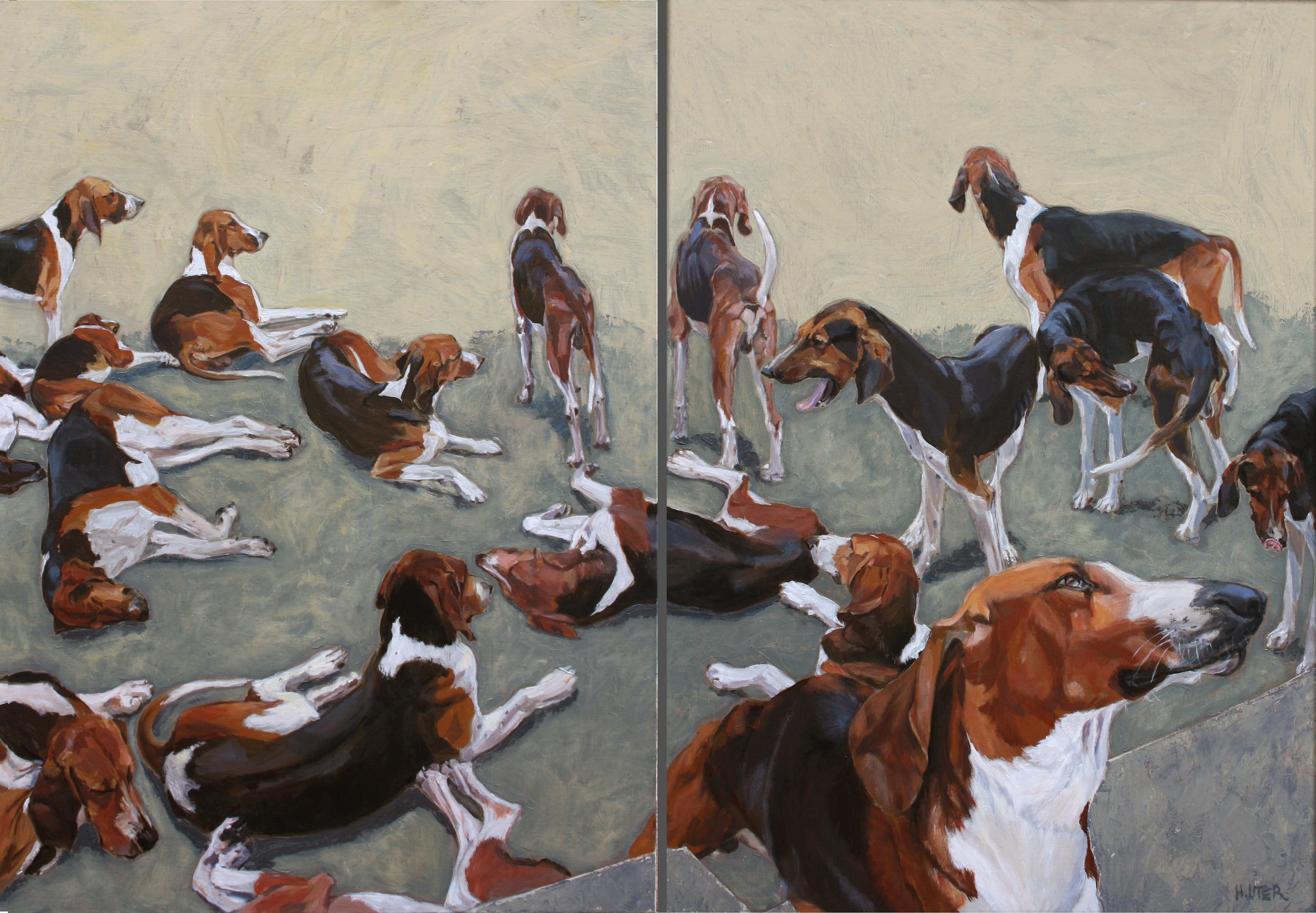 French Contemporary Art by Helen Uter - Cheverny's Dogs For Sale 4