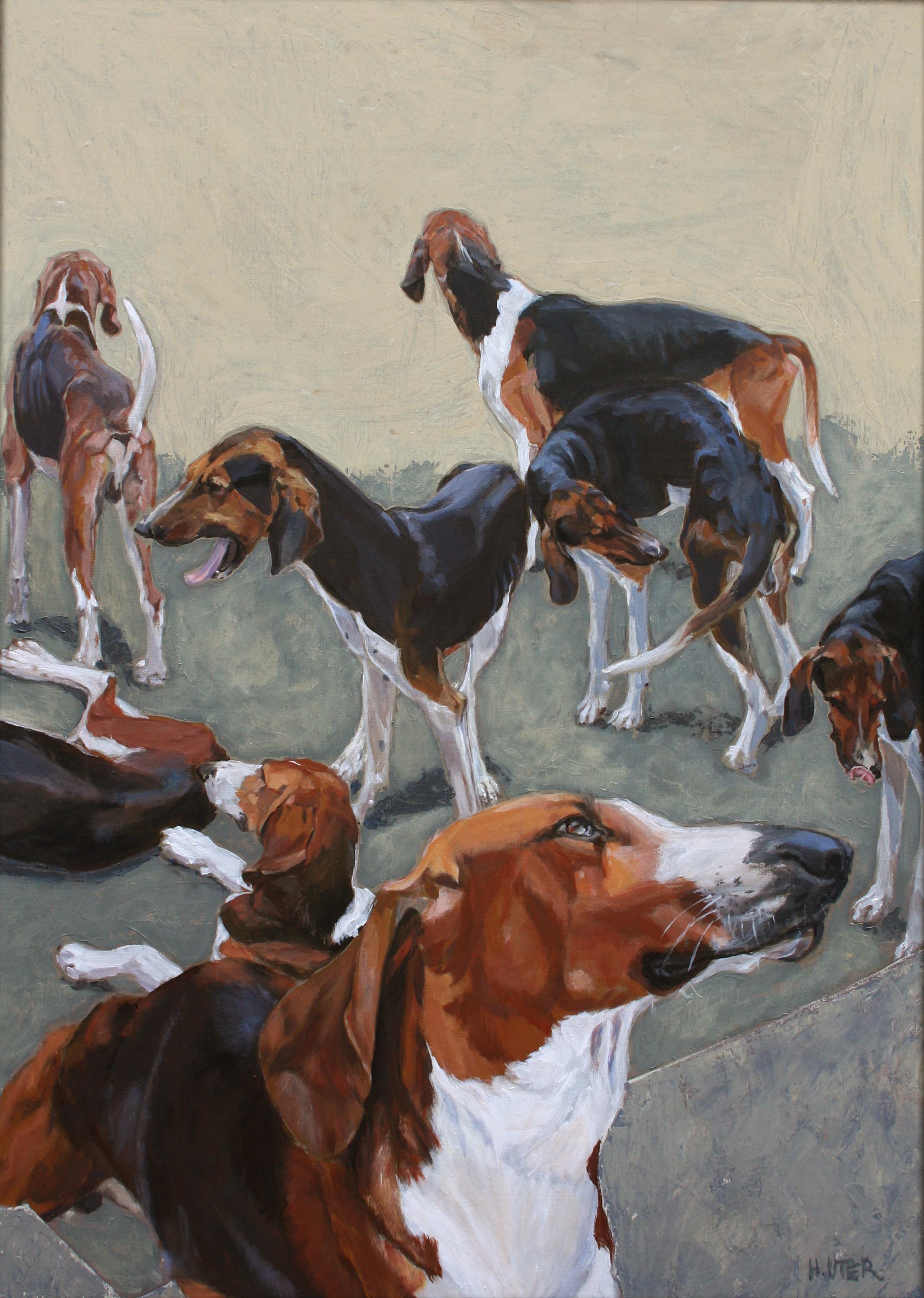 French Contemporary Art by Helen Uter - Cheverny's Dogs For Sale 5