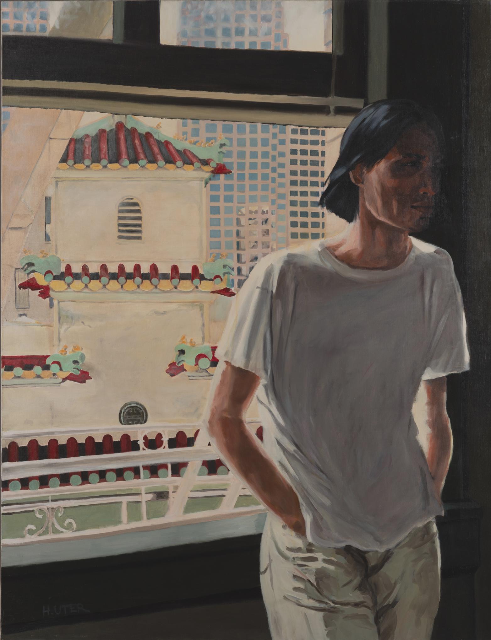 Oil on canvas 


Helen Uter is an established Franco-American painter born in 1955 who lives and works in Donnery, near Orléans, France. Heavily influenced by Edward Hopper, she creates works that explore everyday life in our current, highly