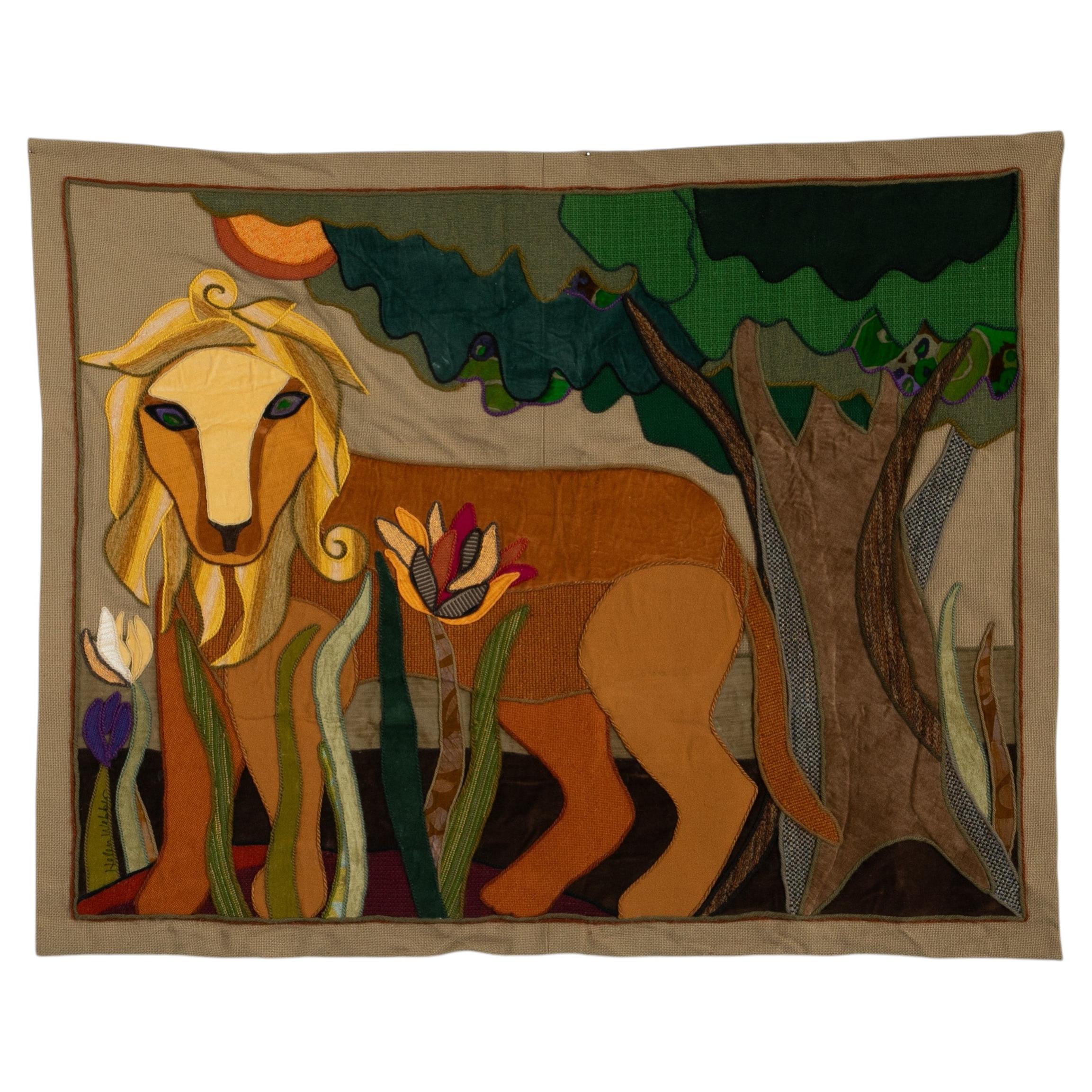 Helen Webber Handwoven Lion Tapestry, Signed Edition 9/50