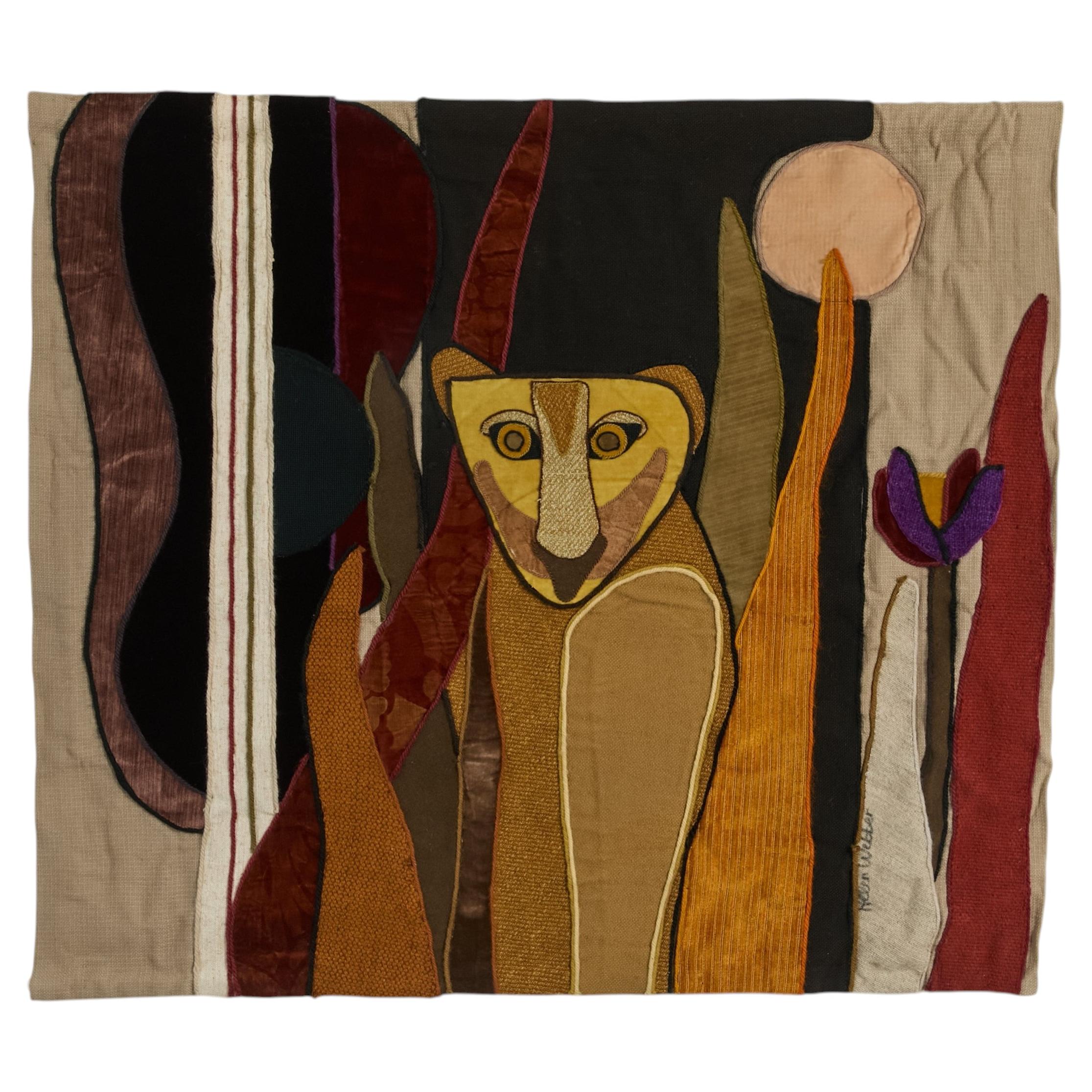 Helen Webber Handwoven Lioness Tapestry, Edition 2/25, 1970s