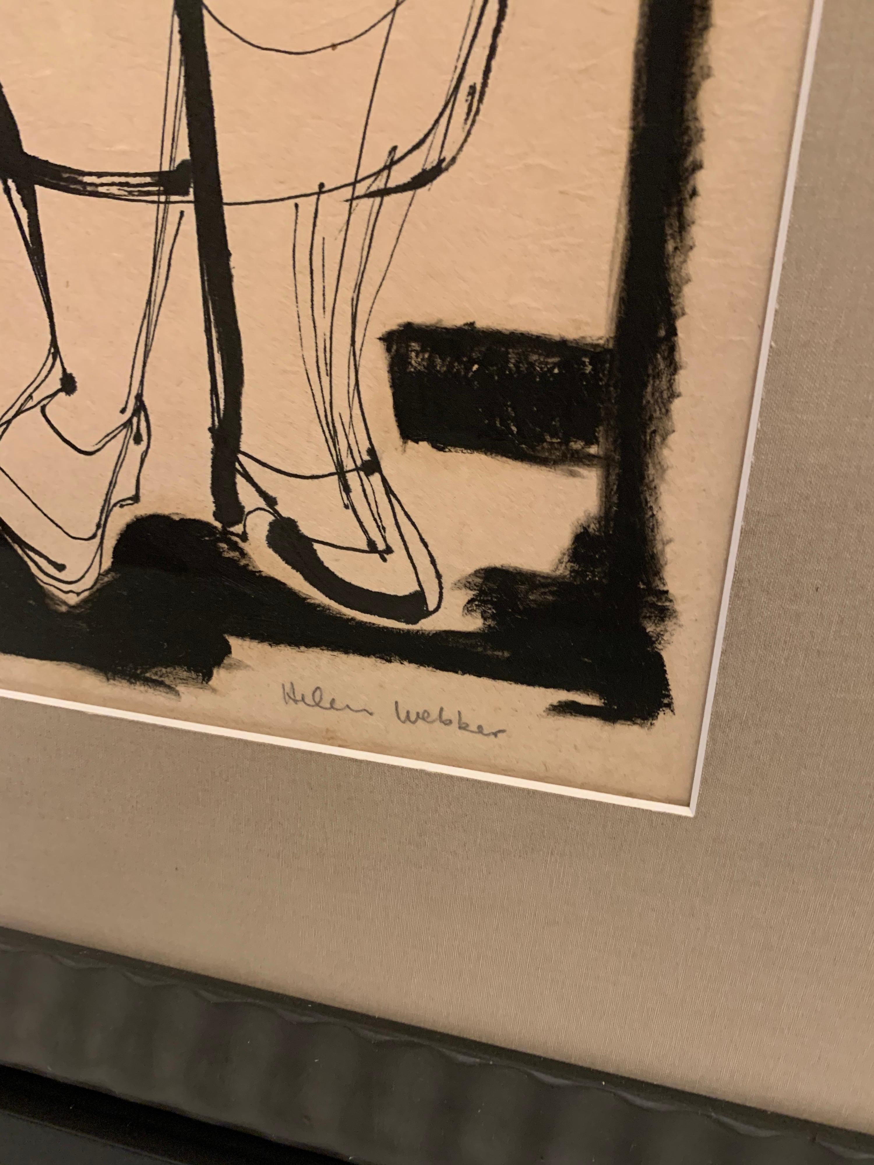Disegno con acquerello e olio su carta - Tutto originale in doppia cornice personalizzata e vetro UV non riflettente. Firmato a penna in basso a destra. Si tratta di un meraviglioso dipinto vintage monocromatico in stile Picasso. Artista in elenco.