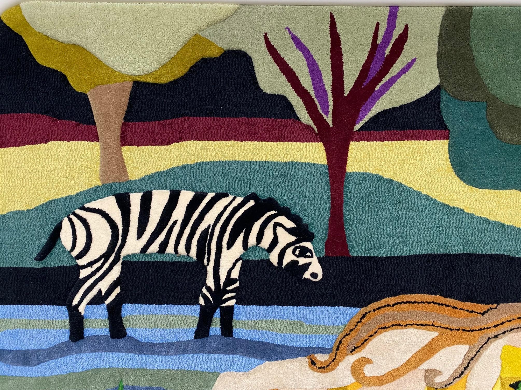 Helen Webber Signed Monumental Large Custom Framed Jungle Scene Woven Tapestry For Sale 2