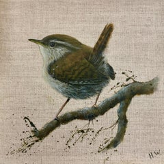 Wren On Branch - Realistic Painting by Helen Welsh