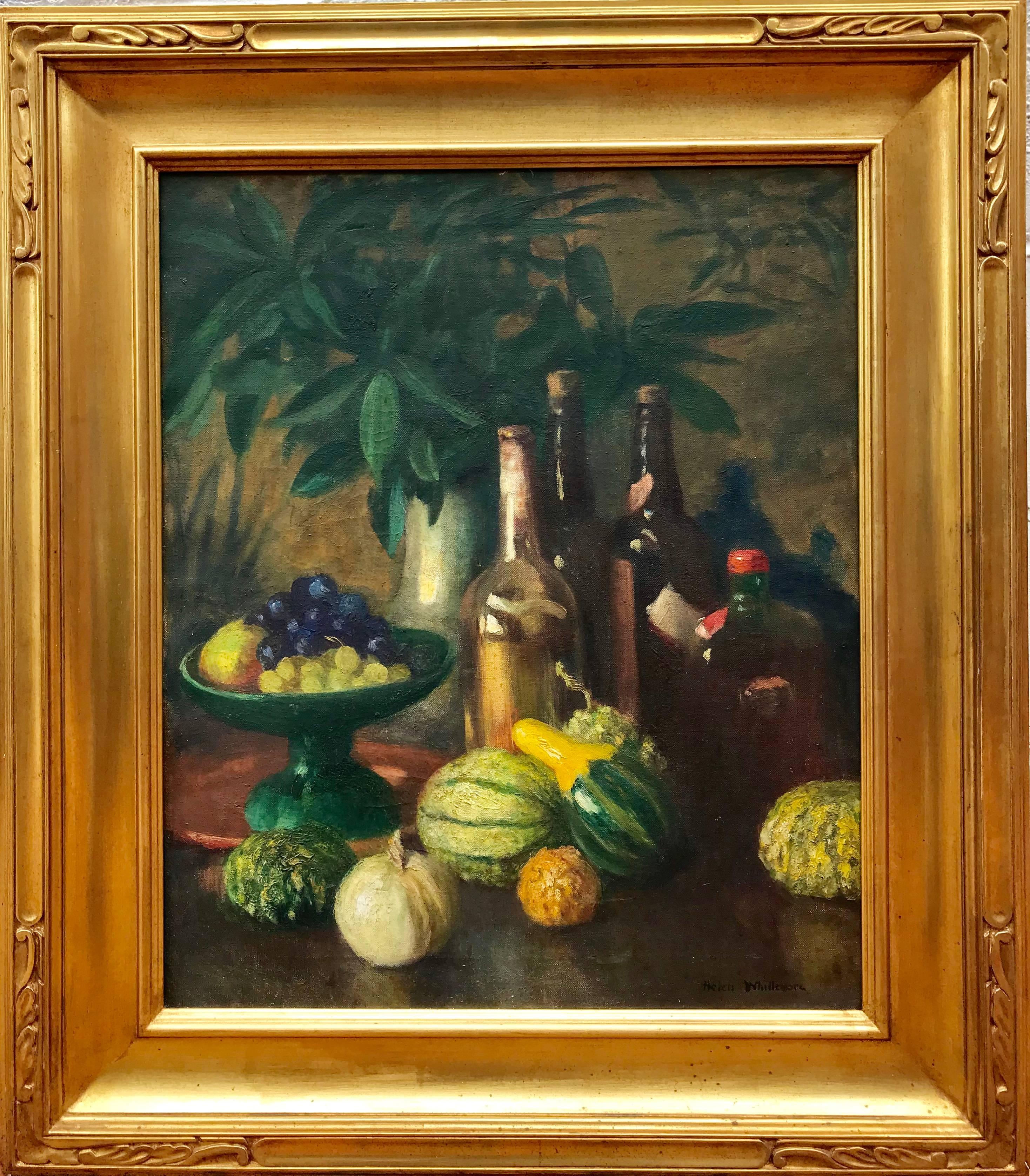 Oil on canvas painting by the American artist, Helen Simpson Whittemore.  Signed lower right. Framed in custom made gold leaf frame. Overall size framed 33 by 28.75 inches.

Helen Simpson Whittemore lived in East Hampton, Long Island. She studied