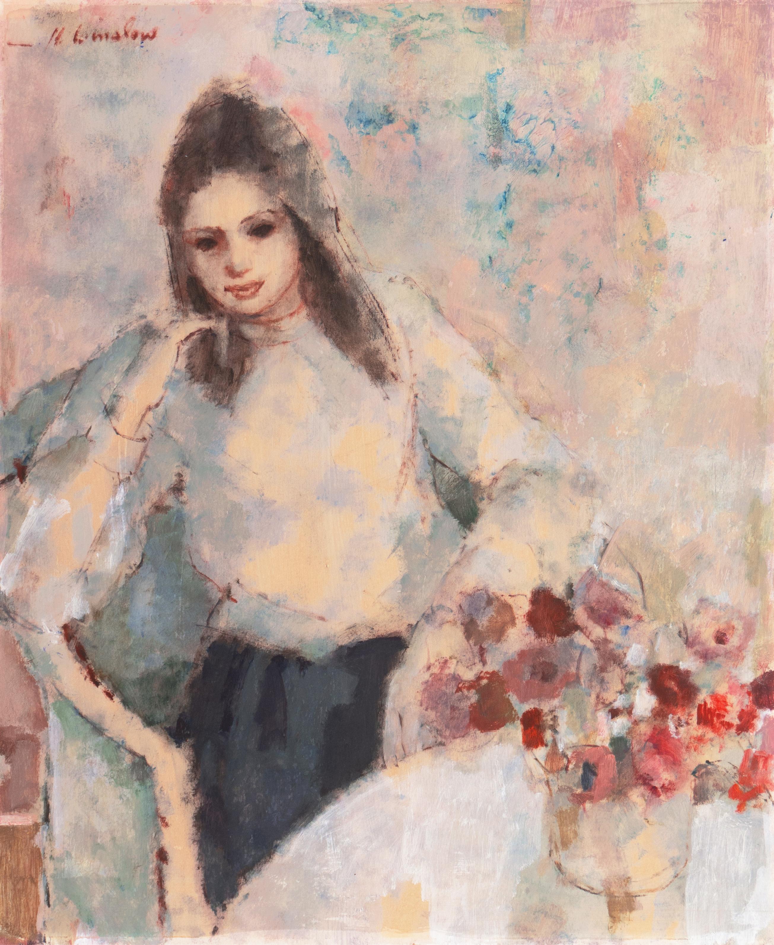 Helen Winslow Still-Life Painting - 'Young Woman Seated', Art Students League, New York, Otis Art Inst., Los Angeles