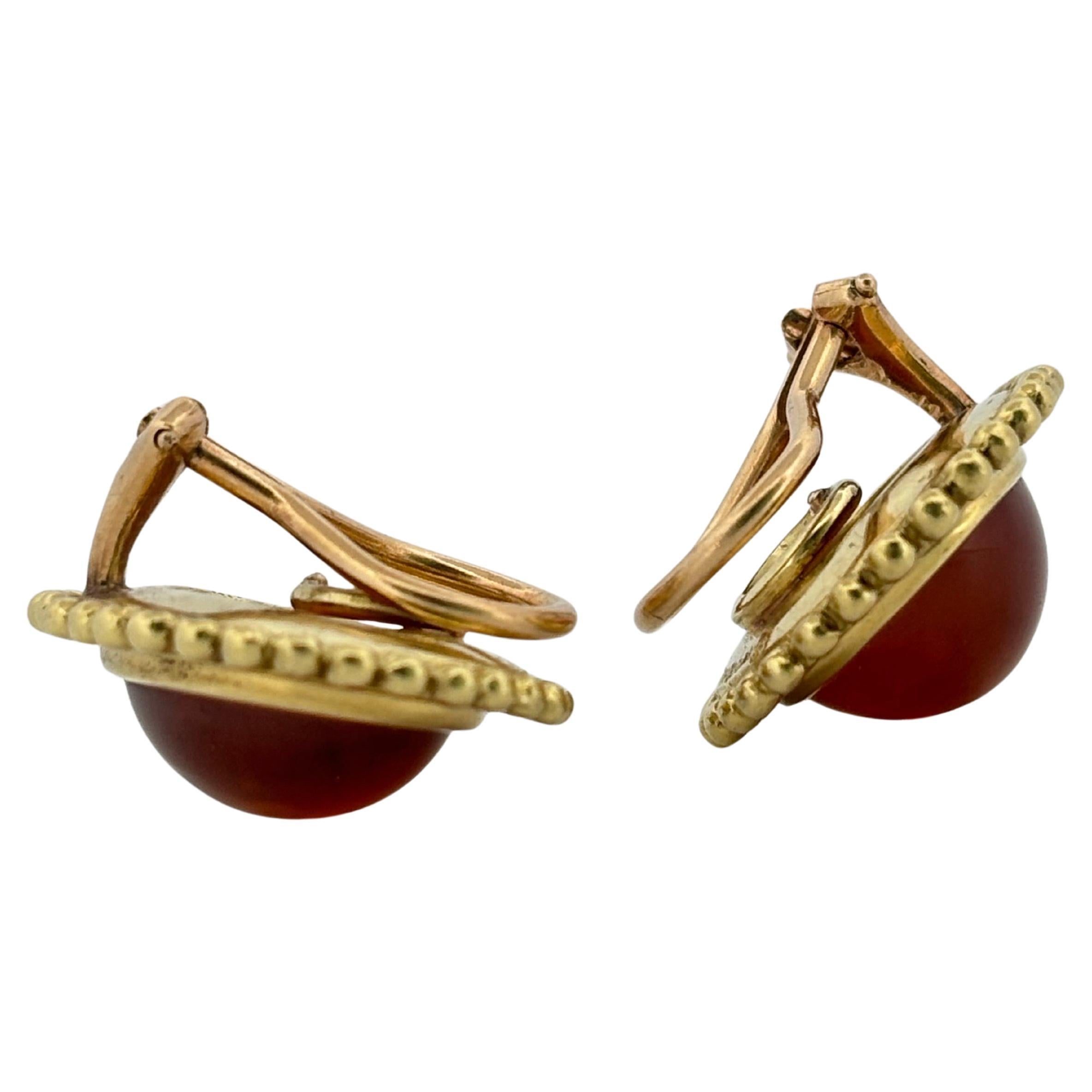 Helen Woodhull 18K Yellow Gold Oval Faceted Cabochon Citrine Earrings For Sale 2