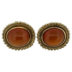 Helen Woodhull 18K Yellow Gold Oval Faceted Cabochon Citrine Earrings