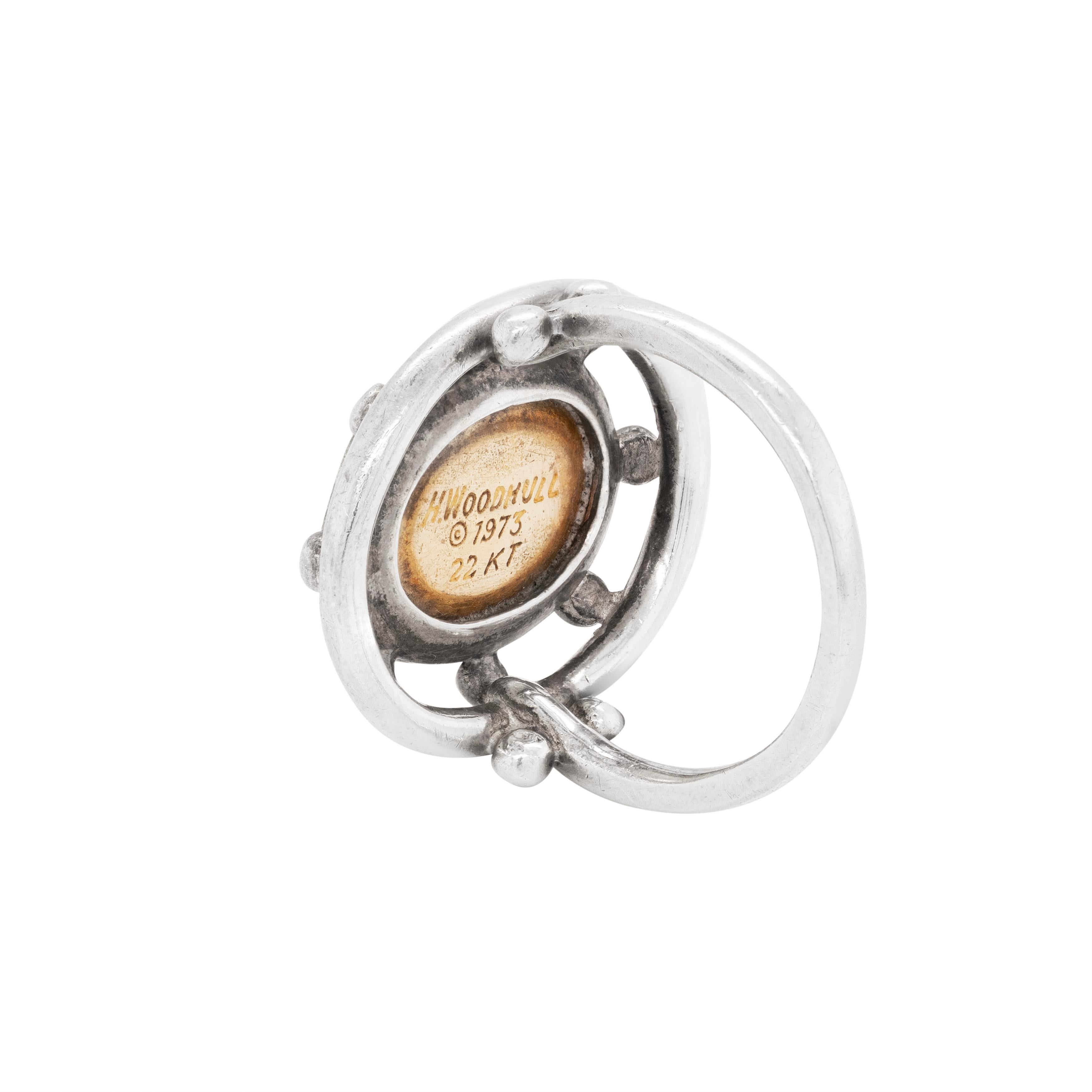 Helen Woodhull 22 Karat Gelbgold und Sterlingsilber Intaglio-Ring (Retro)